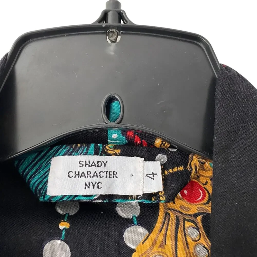 Vintage Shady Character NYC Rare 80s Black Cotton Jeweled Bath Robe size 4